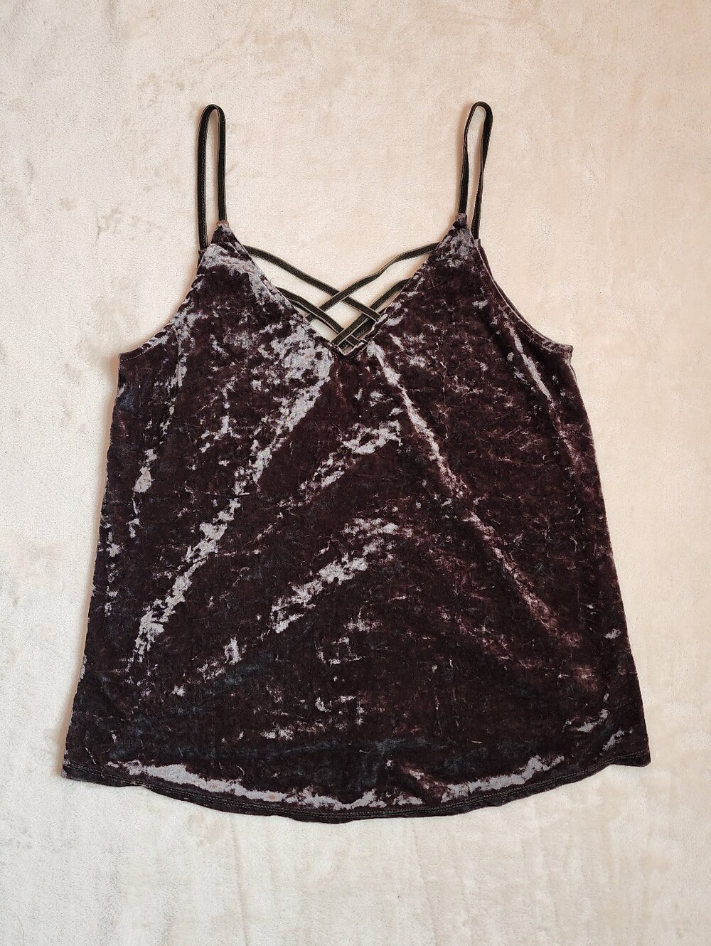 Forest Green Crushed Velvet Strappy Cami Women's Small Whimsigoth